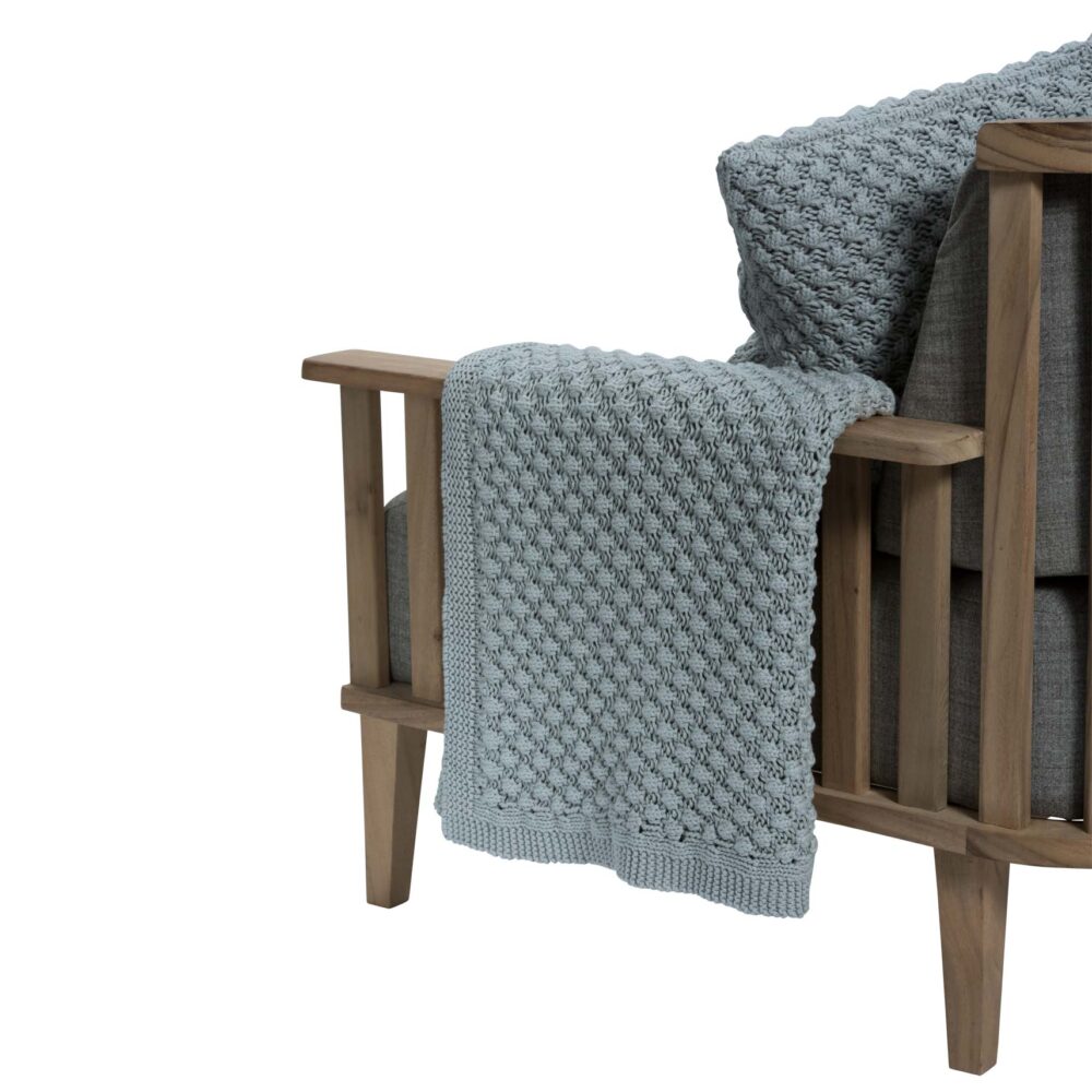 tiree throw - gloaming - knitted cotton throw in textured popcorn weave