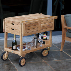 carmel outdoor serving trolley in teak.