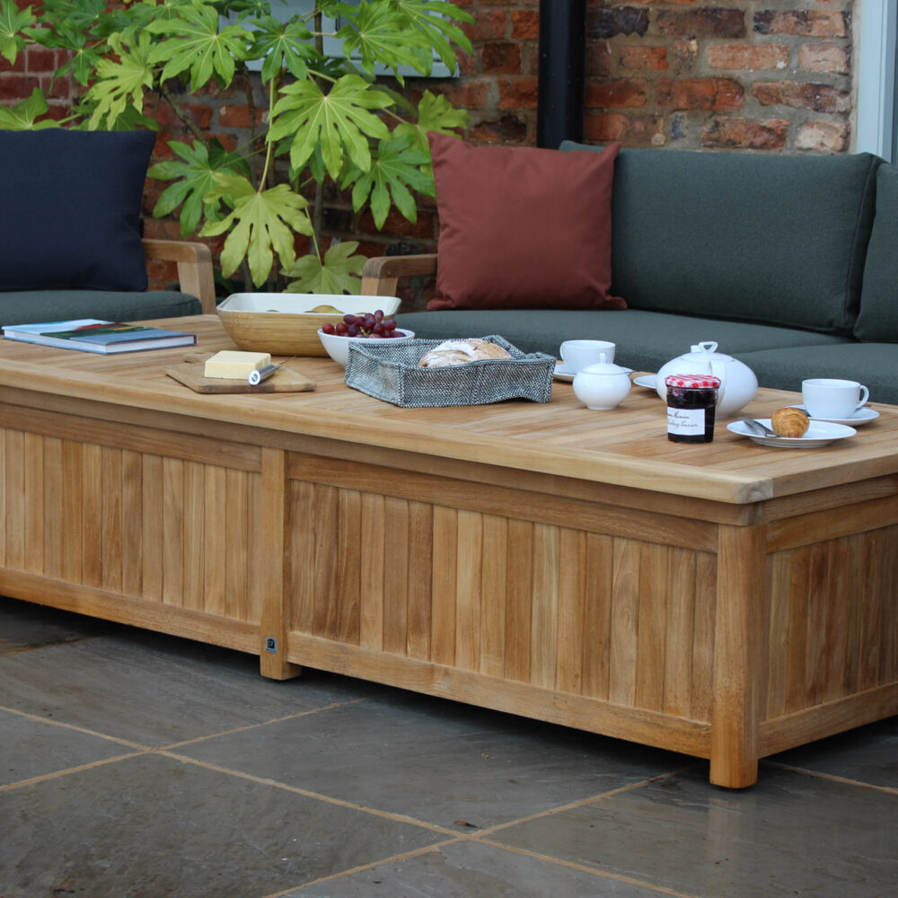 carmel outdoor storage chest / coffee table - teak