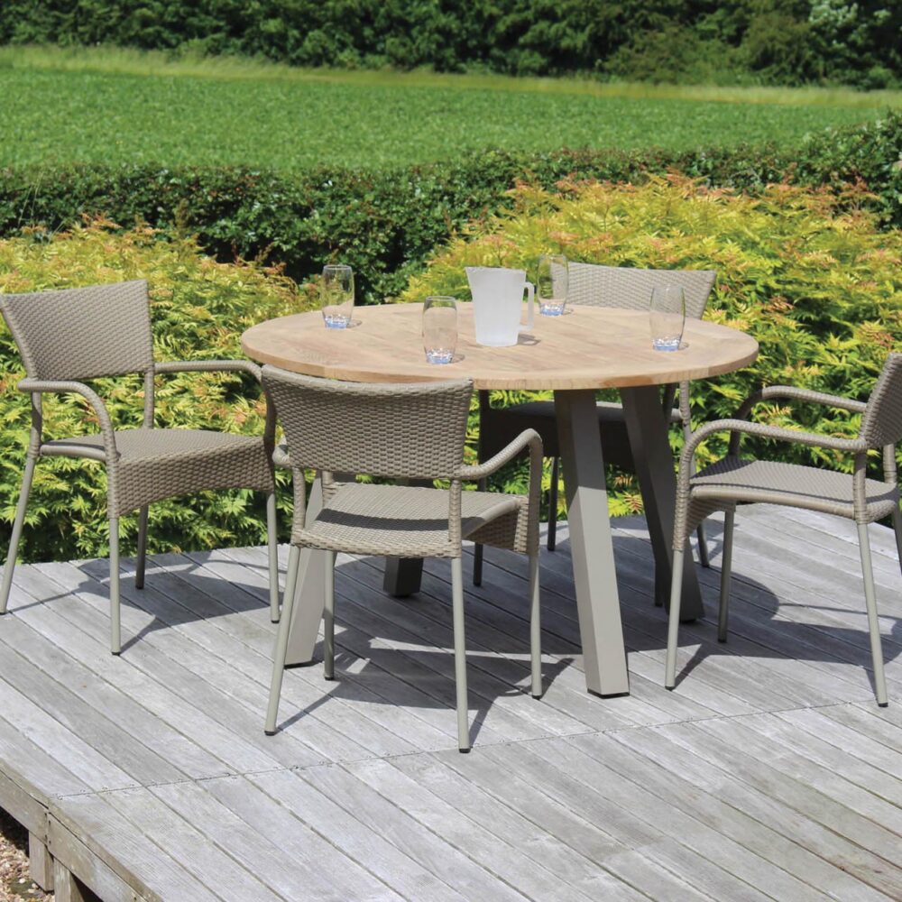 Rollo outdoor dining chairs & Atalntic table - kubu