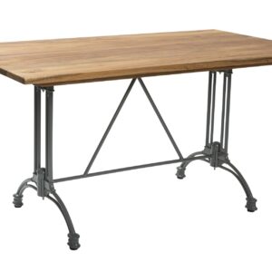 canteen 140cm rectangular wooden top on a pigalle rectangular base - anthracite