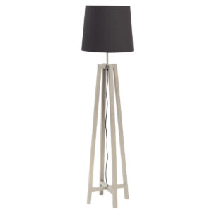 Cross painted wooden floor lamp - chalk