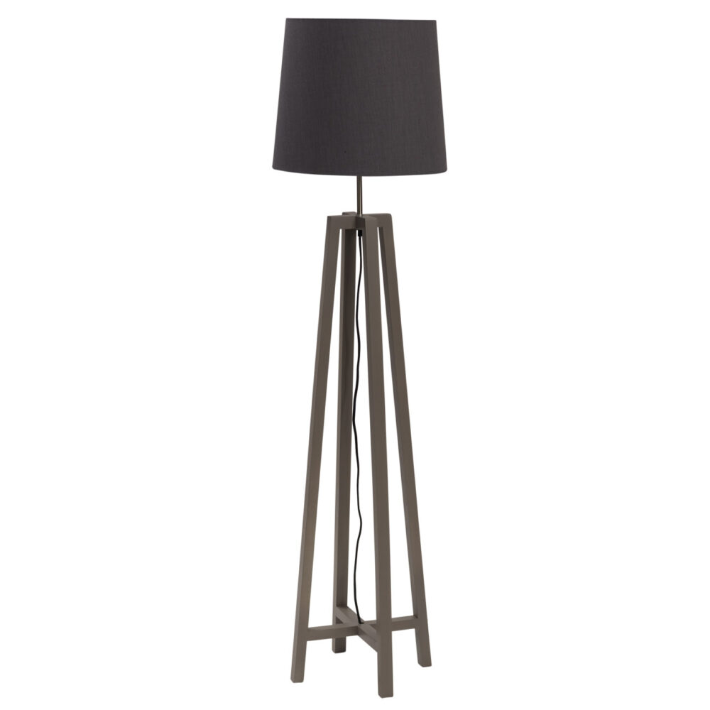 Cross painted wooden floor lamp - shale