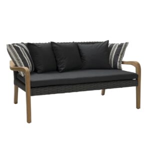 Gustav - outdoor sofa - rope / teak - with seat pads and scatter cushions