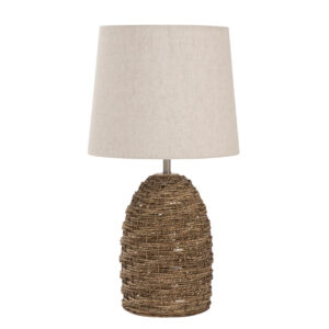 mali woven table lamp base -with conical shade