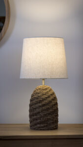mali woven table lamp base -with conical shade