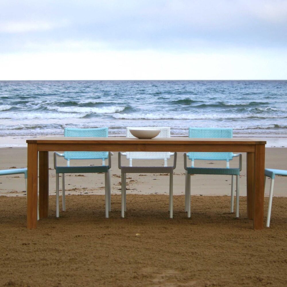 antibes 210cm outdoor dining table - on beach