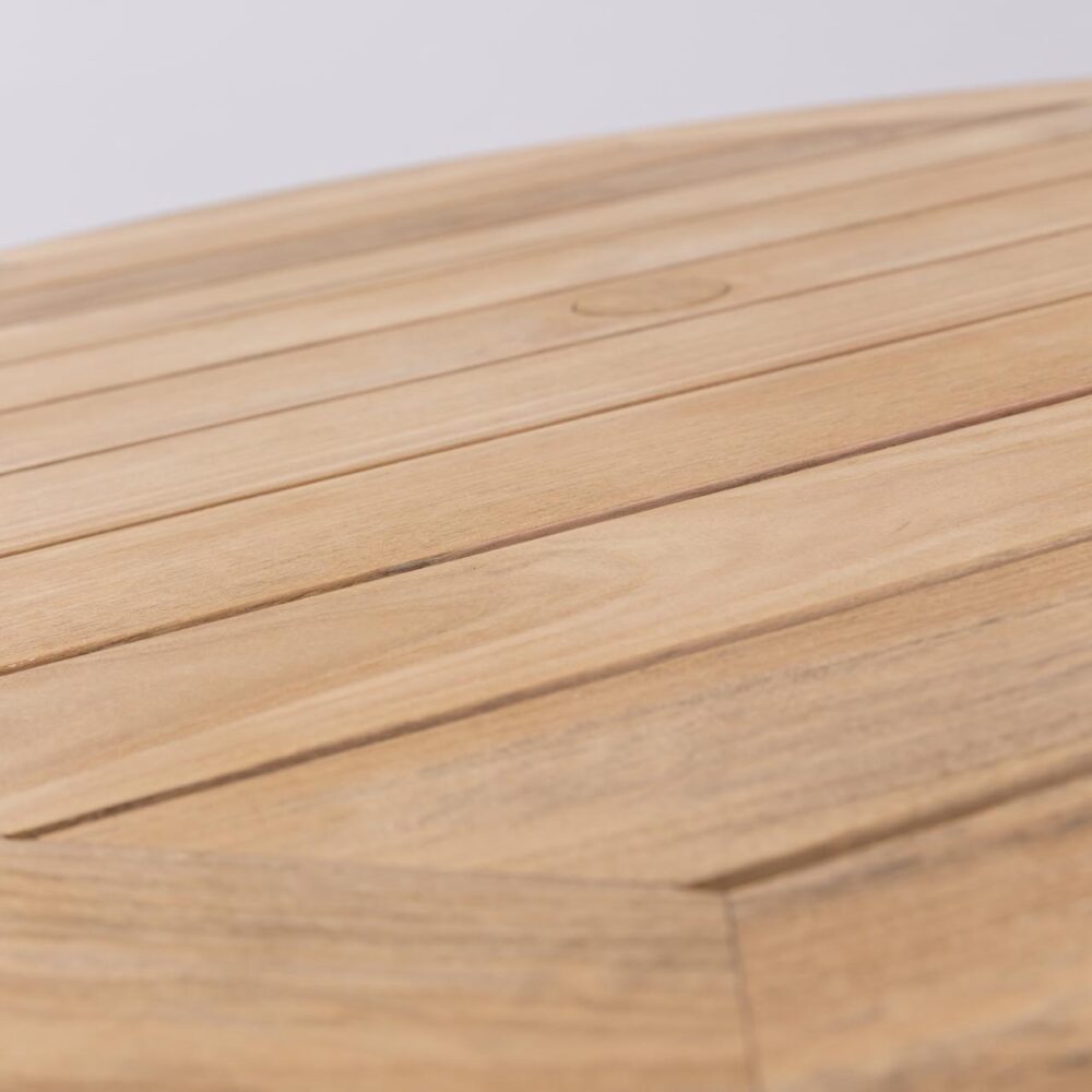 atlantic 90 outdoor dining table - teak top detail