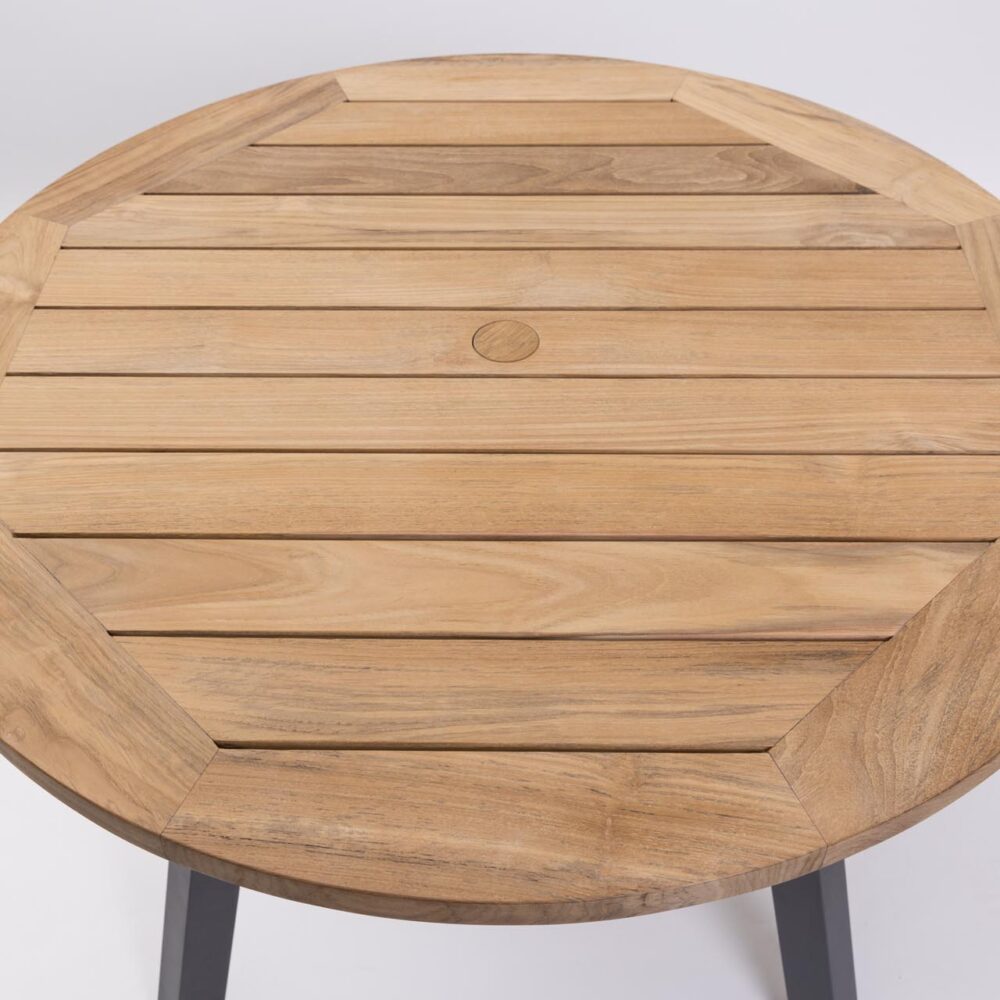 atlantic 90 outdoor dining table - teak top detail