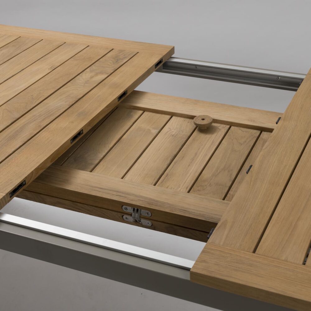 atlantic extending table - extension leaf detail - butterfly extension leaf, hidden beneath the table top