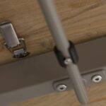 atlantic extending table - extension leaf detail - clips to hold extension leaves in place