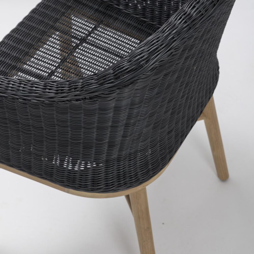 harris outdoor dining chair - slate / teak - weave detail