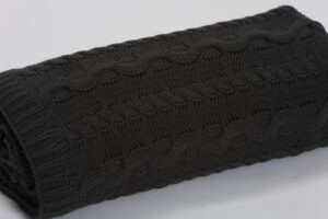 iona cable knit throw - charcoal - thick cotton thrown in cable-knit weavetail