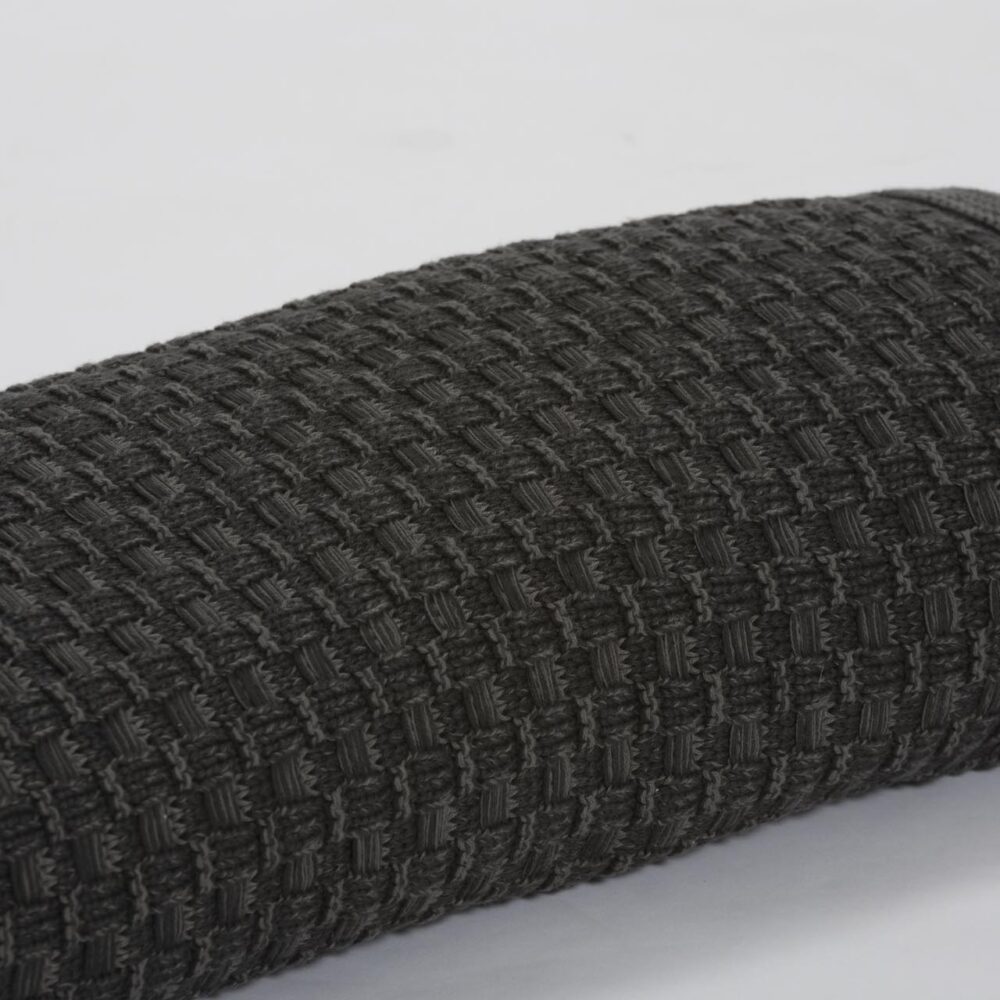 islay throw - charcoal - knitted cotton throw in basket weave