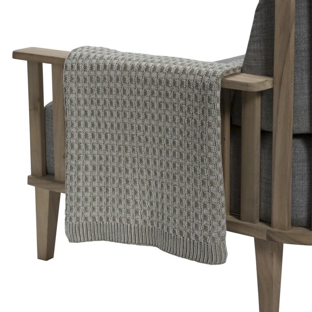 islay throw - peatland - knitted cotton throw in basket weave