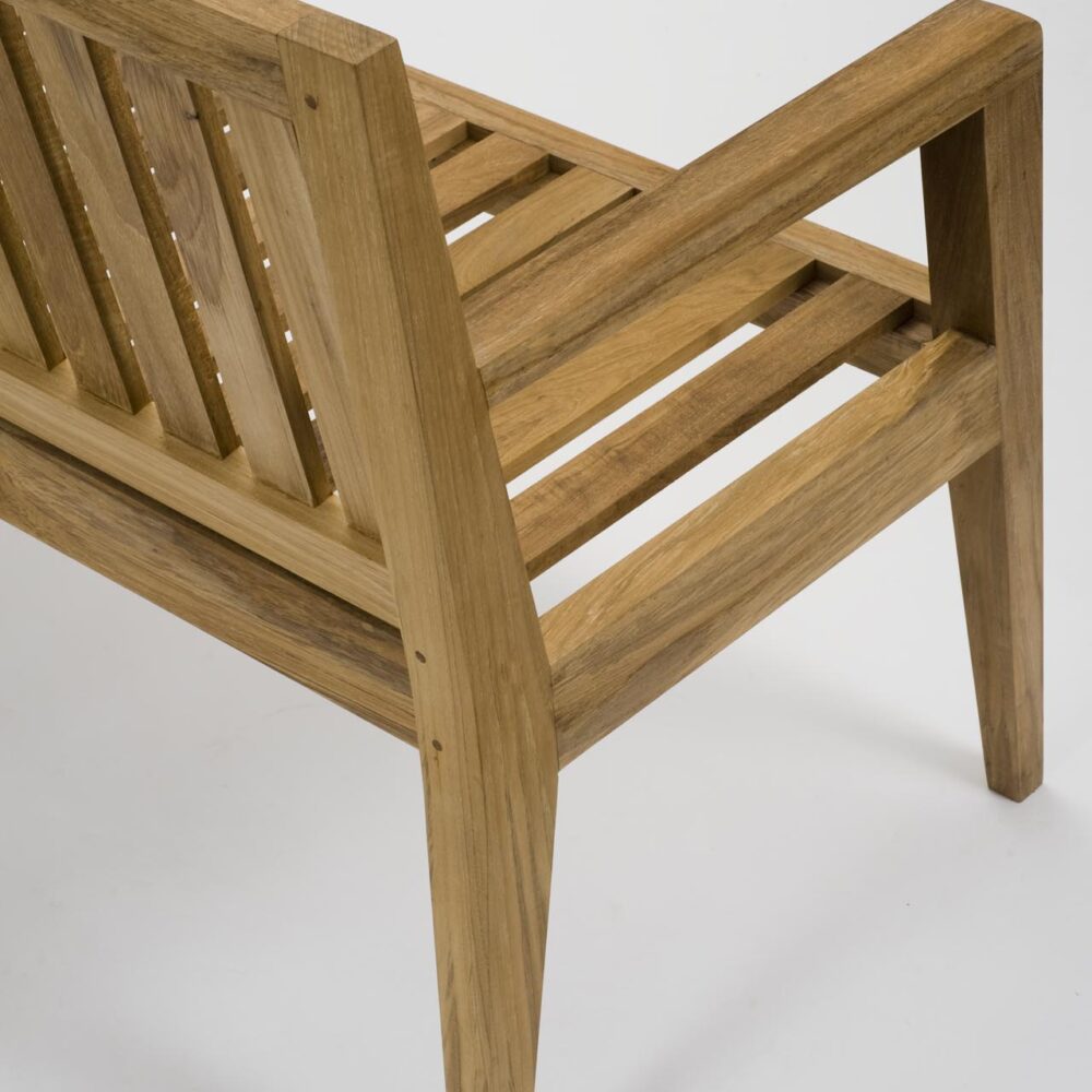 menton outdoor bench - teak - rear detail