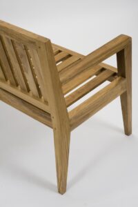 menton outdoor bench - teak - rear detail