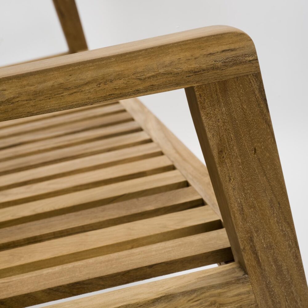 menton outdoor bench - teak - rear detail