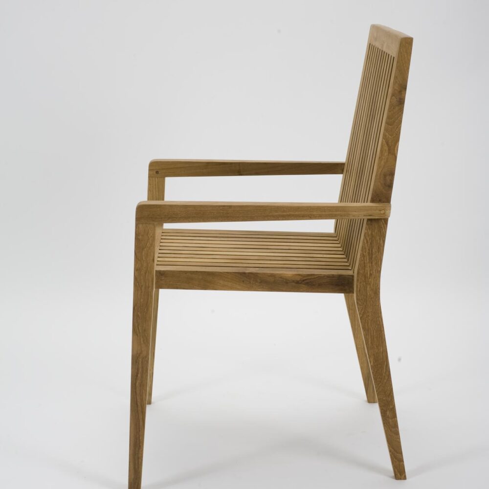 menton outdoor dining armchair - teak - profile