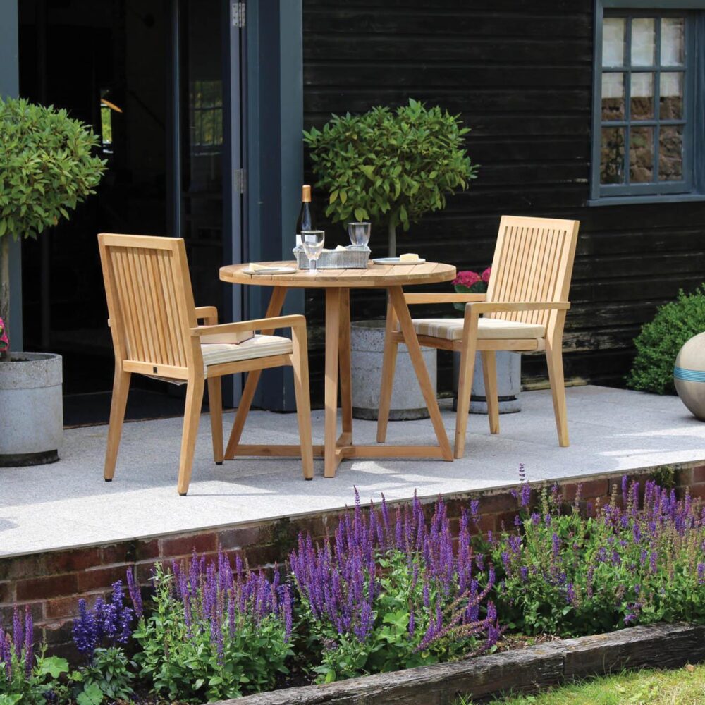 menton dining armchairs with kinsale 90 table - teak