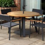 modena outdoor dining chairs, atlantic 120 table and spoke parasol - slate