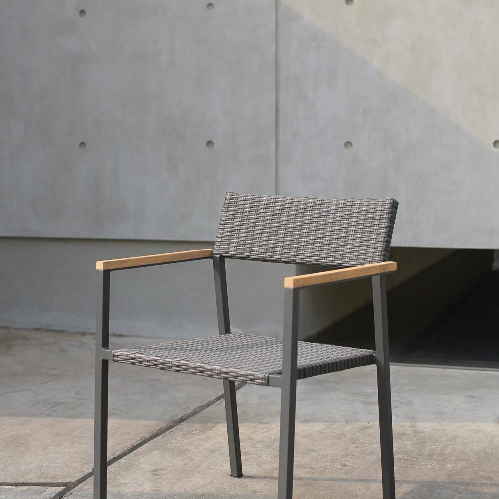 modena outdoor dining armchair - slate / teak