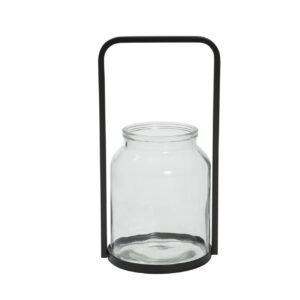 moria hurricane lamp large - 35cm - clear glass / black metal