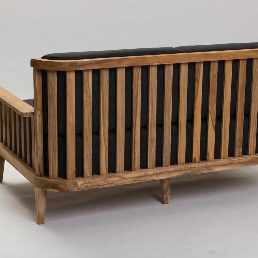 paling outdoor sofa - rear view showing the teak slats