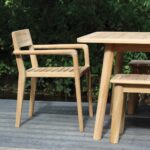 shoreditch outdoor dining range - teak - rectangular dining table - dining bench & dining chair with arms.
