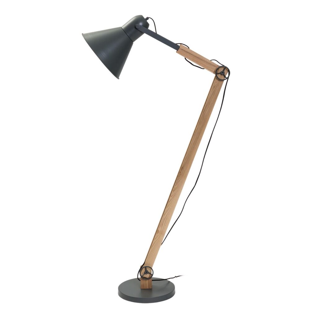 strand adjustable floor lamp - dark grey / wood