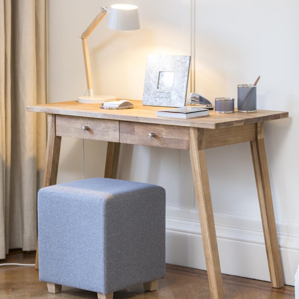 tenby desk - all natural, paris cube & woodstock desk lamp