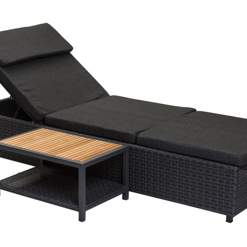 atlantic sunbed with pads and side table - slate