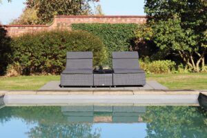 atlantic sunbeds, pads and centre table - slate, poolside location