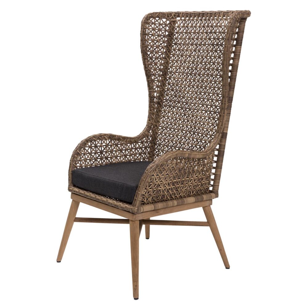 madagascar high back armchair - arabica / teak - wingback chair, for indoor or outdoor use