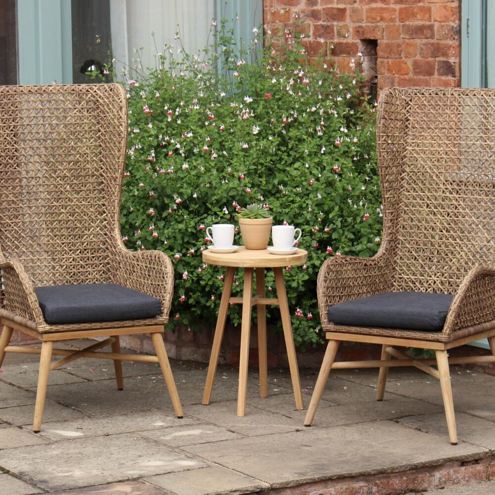 madagascar high-back armchairs, kinsale 40cm outdoor table - mood