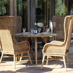 madagascar high-back armchair with kinsale 120cm outdoor dining table