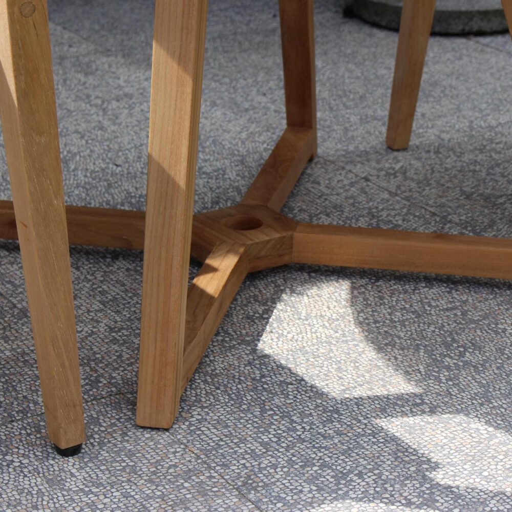kinsale 90cm dining table - teak base detail