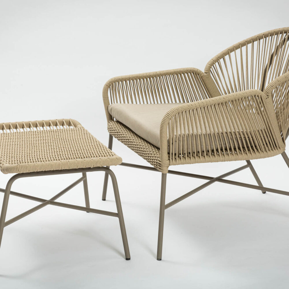 miyako easy chair and footstool - kubu - pictured with seat pad
