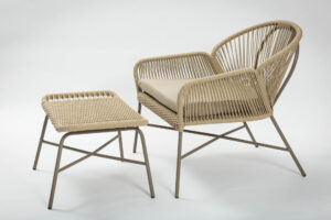 miyako easy chair and footstool - kubu - pictured with seat pad