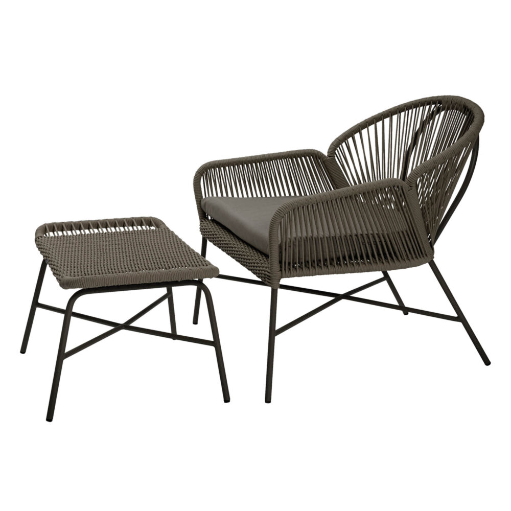 miyako easy chair and footstool slate/anthracite - with seat pad
