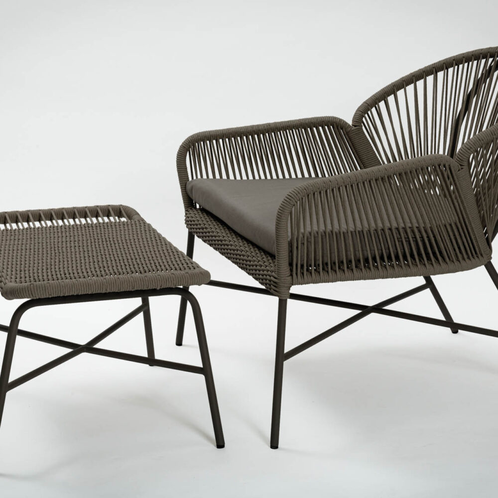 miyako easy chair and footstool slate/anthracite - with seat pad