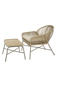 miyako easy chair and footstool - kubu - pictured with seat pad