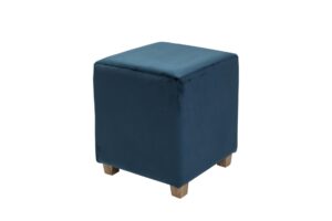 paris upholstered cube with solid wood feet - shown in velvet-petrol
