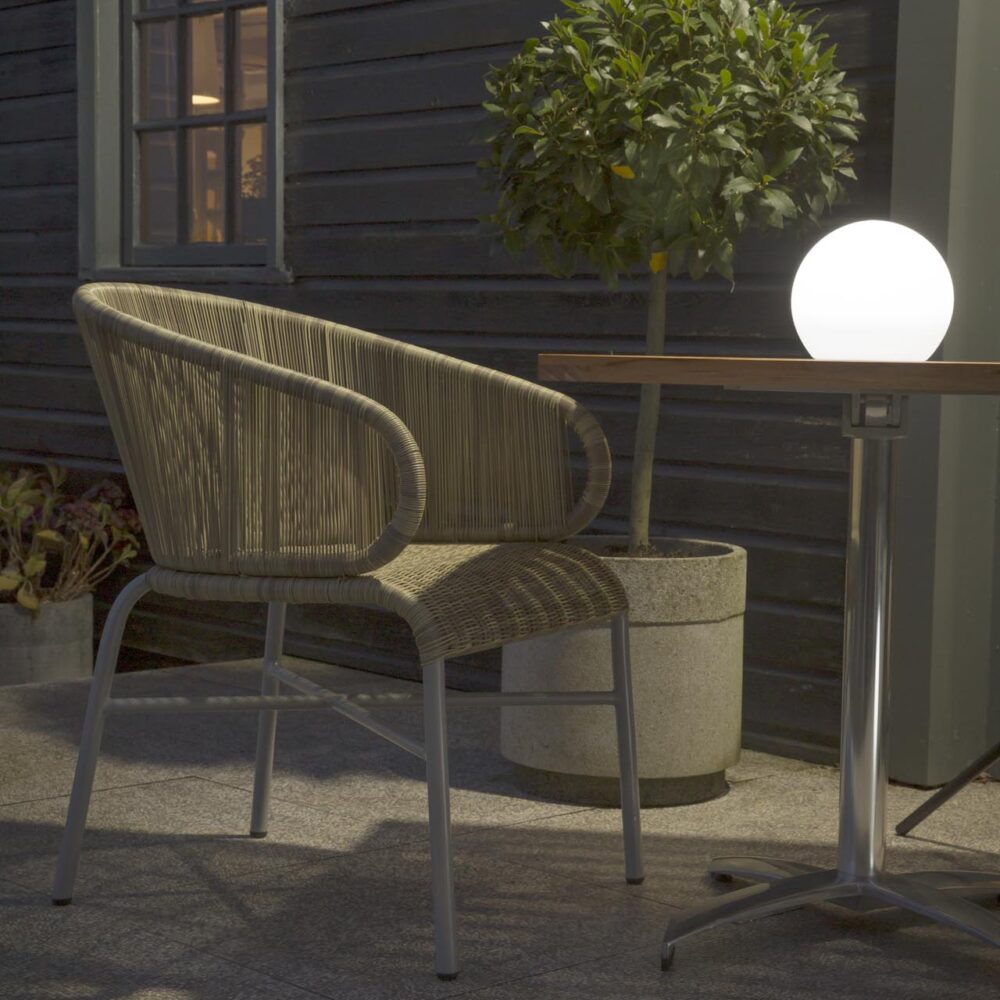 petra dining chair - rhino, with flip top table and luna led