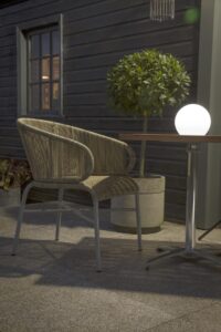 petra dining chair - rhino, with flip top table and luna led