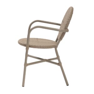 rivoli outdoor dining chair - clay - cafe style stacking chair with arms