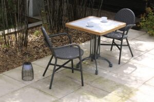 rivoli slate chair with pigalle / montmartre table - mood