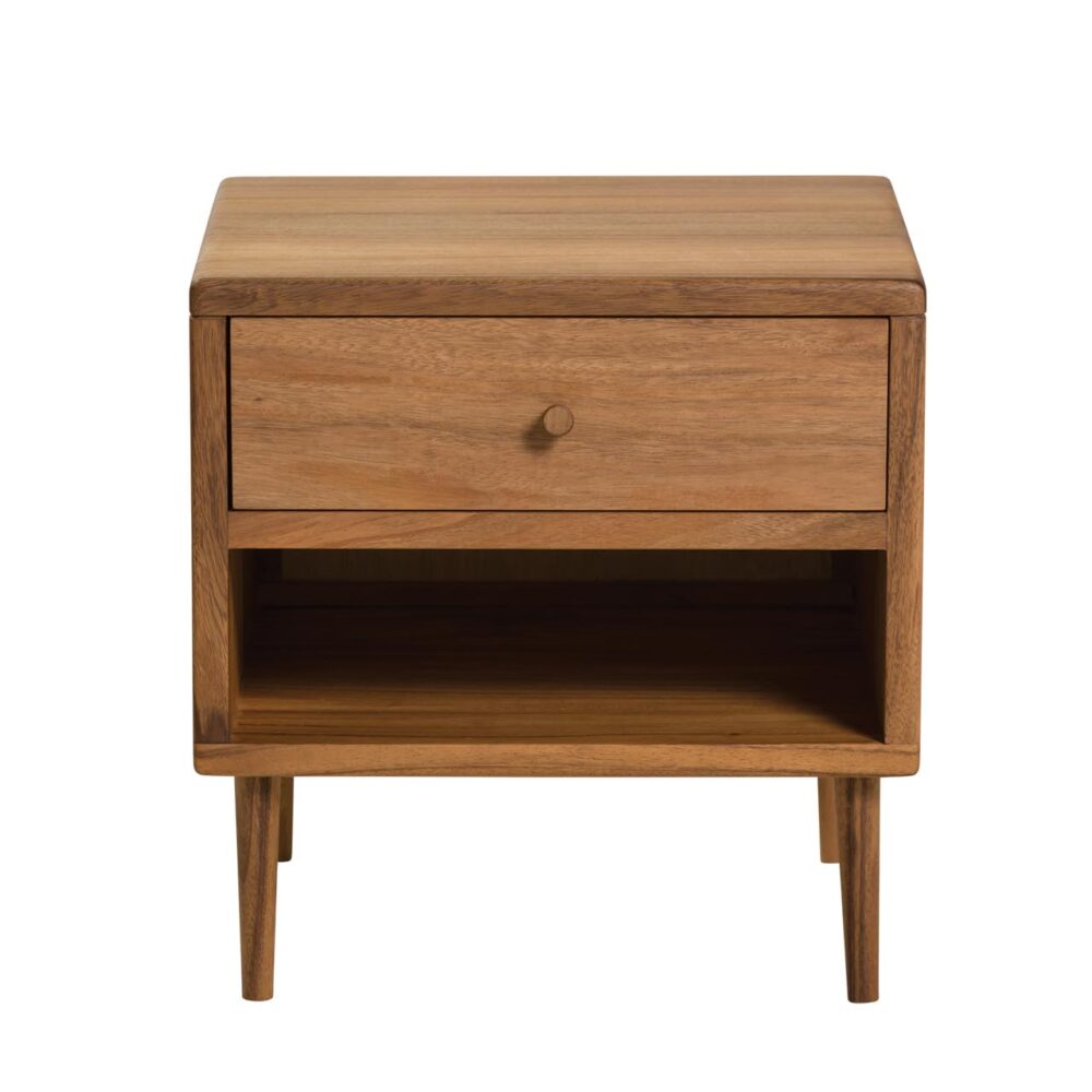 shoreditch wooden bedside table - front - protective oil finish