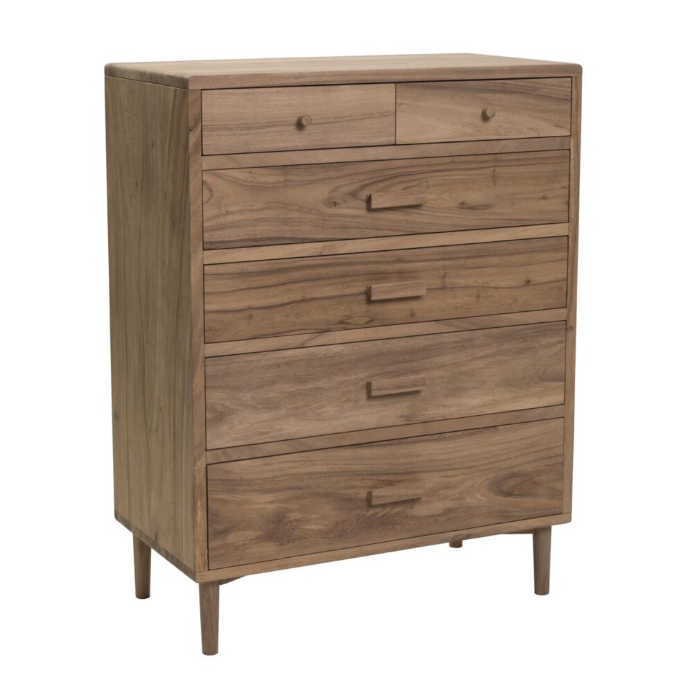 shoreditch wooden chest of drawers - natural finish (no treatment)