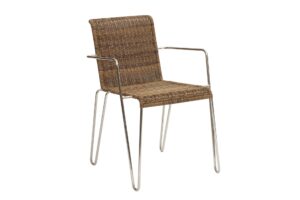 tangiers outdoor dining chair with arms - stainless steel / summergrass